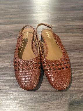 Seychelles Brown Size 10 BROKEN Woven Slingback Sandals